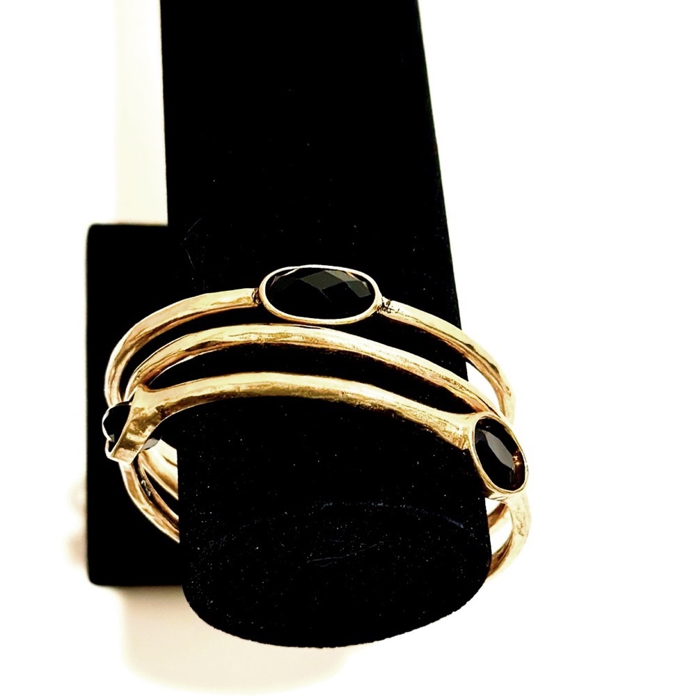 CHICO’s Black Stone Gold Bangle Set | NWOT - Picture 2 of 6